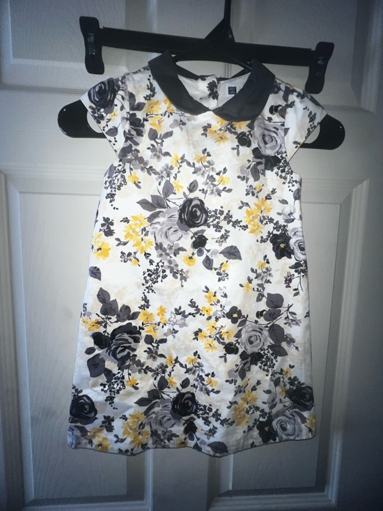 Janie and Jack Other - Girls Floral Sunshine ave Rose Parade Peter Pan Collar Dress - Yellow & Gray